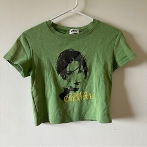 Green Graphic crop top